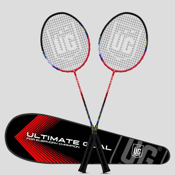 ULTIMATE GOAL Aluminium Badminton Racket | 24 lbs String Tension | With Protective Cover Maroon Strung Badminton Racquet