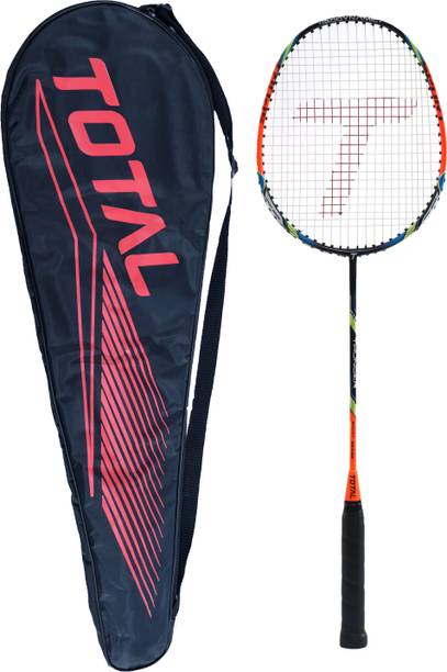 Total sports & fitness Thunder isodynamic Sport Series Lightweight & Aluminum Racquet with Full Cover Orange, Black Strung Badminton Racquet