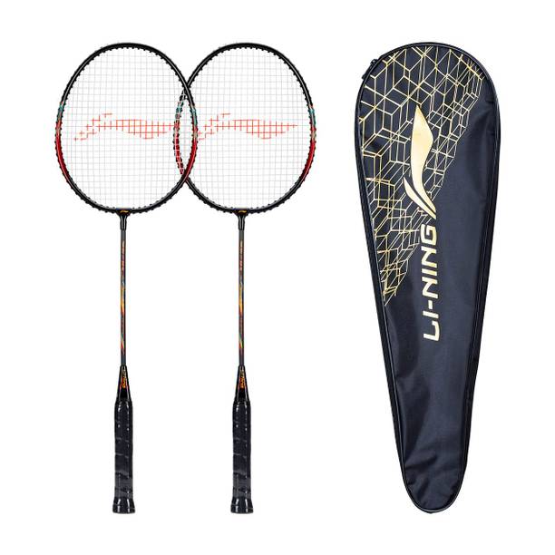 LI-NING Smash XP 60 IV Badminton Racket (Set of 2 + 1 Full Cover) (Strung, Black / Pink) Multicolor Strung Badminton Racquet