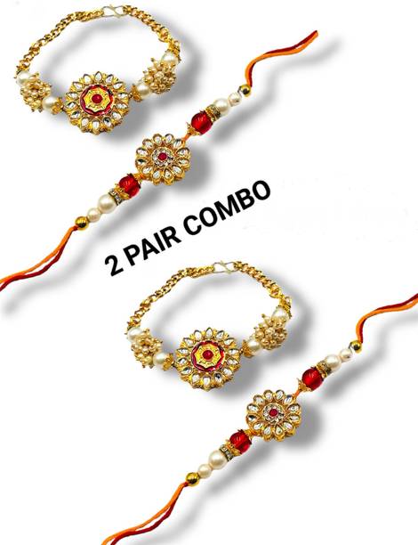 Shyam Creation Bhaiya Bhabhi ELEGANT771 Kundan Rakhi  Set