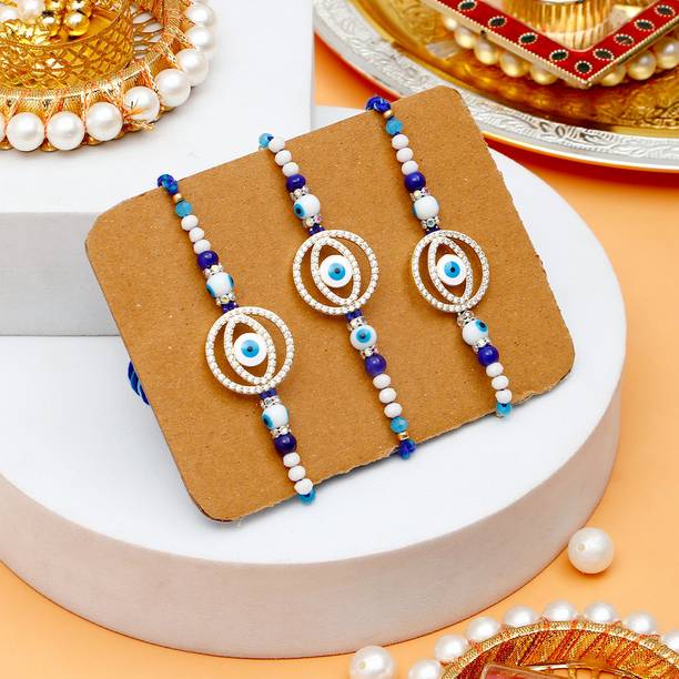 Thread Premium Nazar Suraksha Evil Eye Rakhi Set for Brother With Rakhi Greeting Card Assorted Rakhi, Greeting Card, Chawal Roli Pack Set by ARCHIES