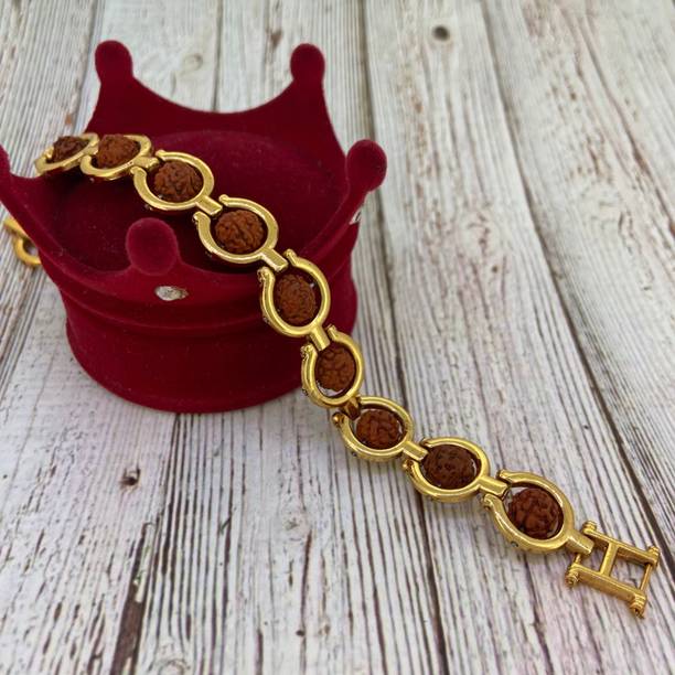 Devora Rudraksh FST05 Gold Finish Rakhi, Bracelet  Set