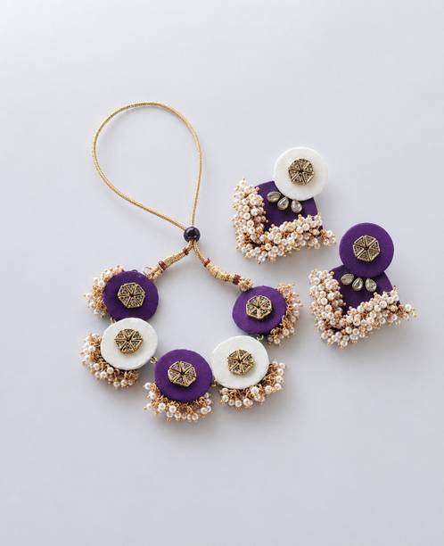 VIP Fashions blue-white_bajra_set Kundan Earrings  Set