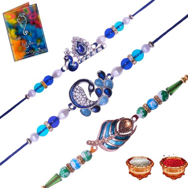 Elegaci Gifts Designer E-UP-UQ-VA Mauli Thread Chawal Roli Pack, Rakhi, Greeting Card  Set