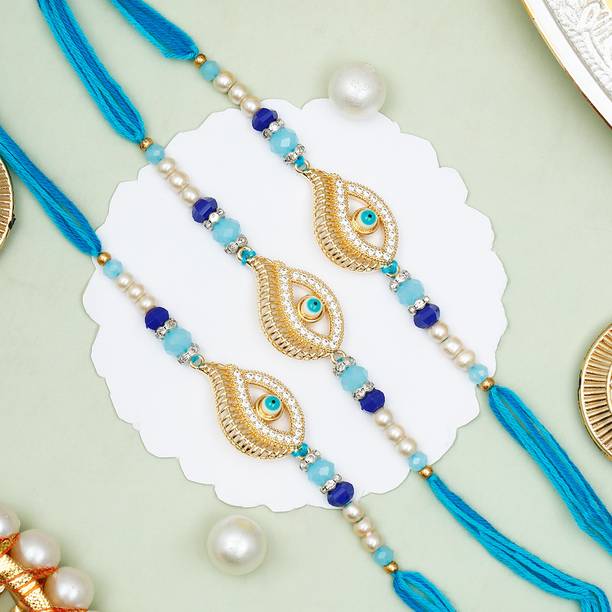ARCHIES Thread Premium Evil Eye Protective Rakhi Set for Brother With Rakhi Greeting Card Assorted Rakhi, Greeting Card, Chawal Roli Pack  Set