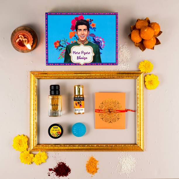 Soulflower Thread For Brothers Assorted Beard oil, Perfume, Rakhi  Set
