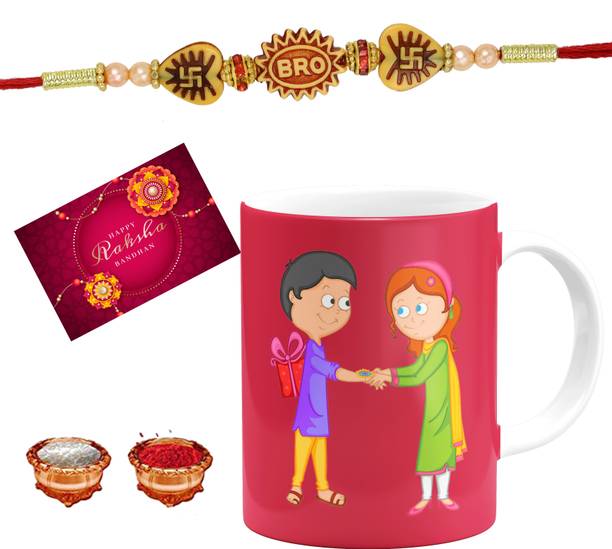 Clinkz Designer RAKHI FOR BROTHER WITH MUG 1623 Assorted Mug Set