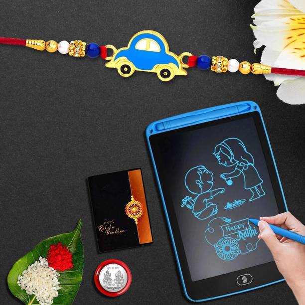 DeoDap Kids Designer Rakhi Combo for Brother | Rakhi Gift For Brother/Sister |New Stylish Rakhi Set With LCD Writing Pad/Tablet for Kids | Fancy Rakhi Set| Raksha Bandhan Gift For Sister |(K1_326_1360) Assorted Rakhi  Set