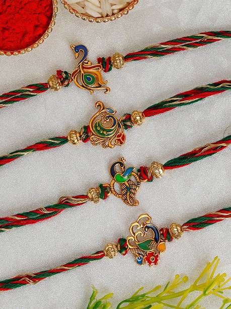 eCraftIndia Designer Rakhi Assorted Rakhi, Chawal Roli Pack Set