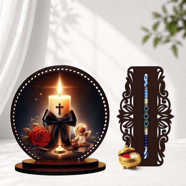 GIFTDECOR Designer June 2026 rakhi_set -1028 Mauli Thread, Pearl Rakhi, Showpiece, Chawal Roli Pack  Set