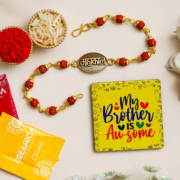 Dreamica Designer Rakhi-11 Assorted Rakhi, Chawal Roli Pack, Greeting Card Set