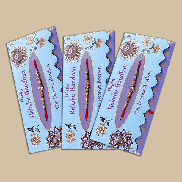 ARCHIES Religious Rakhi mailer with Roli chawal and Envelope Pack Of 3 Mauli Thread Rakhi  Set