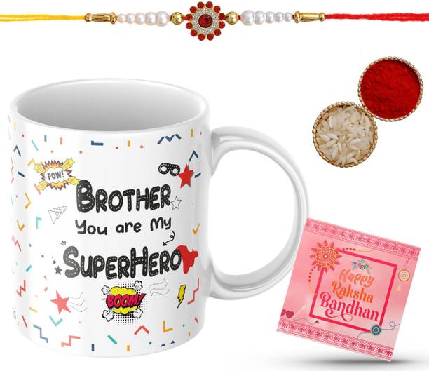 Goldencity Rakhi with mug _ GC30 Assorted Rakhi, Mug, Greeting Card, Chawal Roli Pack Set