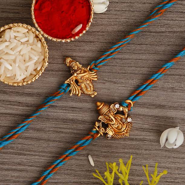eCraftIndia Designer Rakhi Assorted Rakhi, Chawal Roli Pack  Set