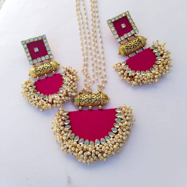 VIP Fashions Rani_long set Kundan Earrings  Set