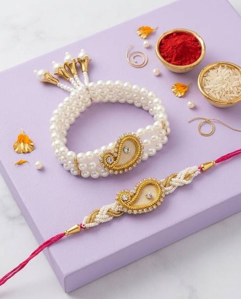 UNNATI JEWEL Bhaiya Bhabhi BB01 Assorted Chawal Roli Pack, Rakhi  Set