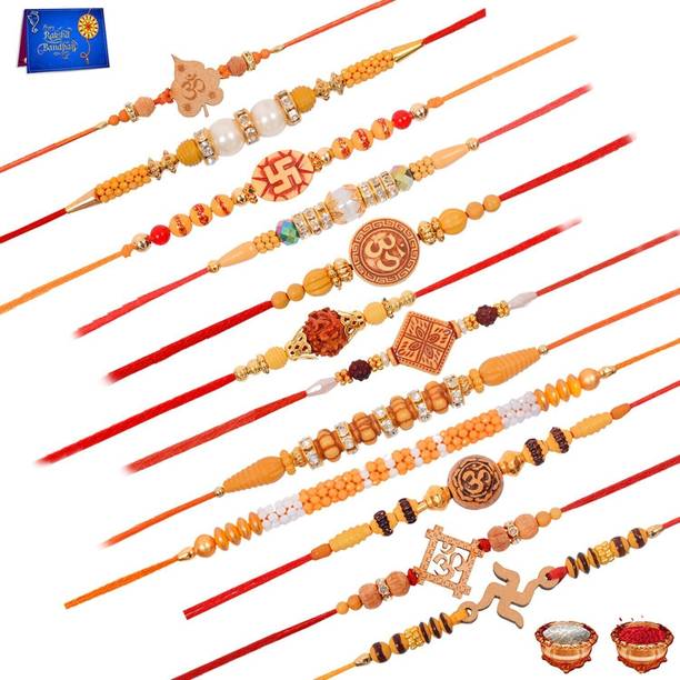 Plakasha creations Bracelet AKAMANAOAPAQ-ARASATAUAVAW Assorted Rakhi, Chawal Roli Pack, Greeting Card  Set