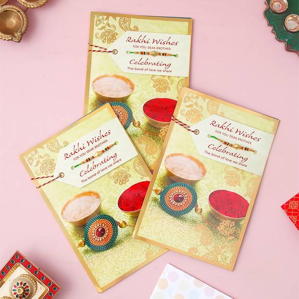 ARCHIES Thread Rakhi Wishes Sacred Rakhi Greeting Card With Envelope Assorted Rakhi  Set