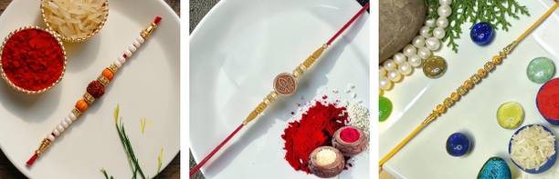 flowerwala Designer Premium crafted Rakhi Set _1355 Mauli Thread Rakhi  Set