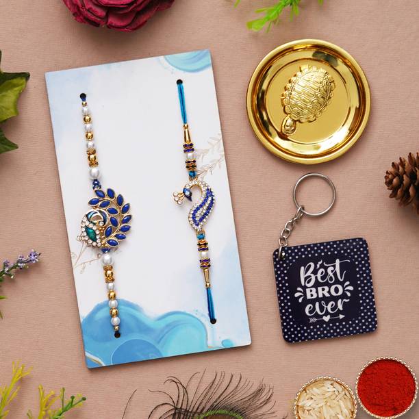 Dreamica Designer TTP-KEY-S2-02 Assorted Rakhi, Showpiece, Key Ring, Chawal Roli Pack, Greeting Card  Set