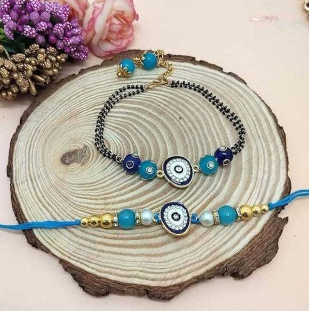 UNNATI JEWEL Designer RK_C4 Assorted Artificial Flower, Bracelet, Rakhi  Set