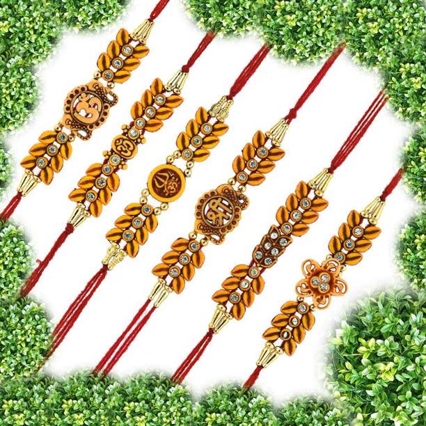 मिलें डिजाइनर 6 pcs Rakhi set| Designer Rakhi| Fancy Rakhi | मौली थ्रेड सेट