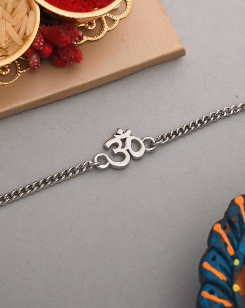 Voylla Designer Auspicious Om Bracelet Style Rakhi Assorted Chawal Roli Pack  Set