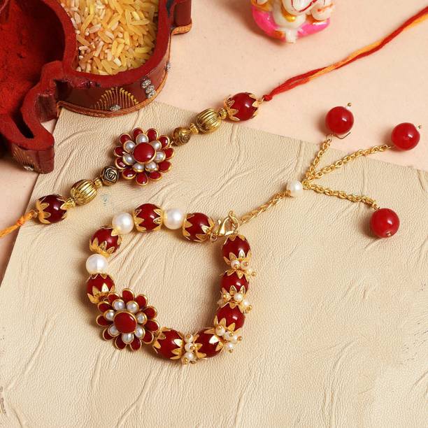 Great Art Bhaiya Bhabhi 2021-500-5 Pearl Rakhi  Set