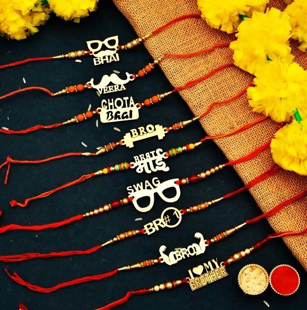 RAGHAV EMPORIUM Designer 9 pcs Rakhi| Rakhi Gift For Brother| Fancy Rakhi| Mauli Thread Rakhi  Set