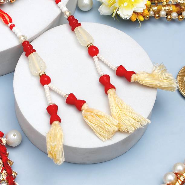 Lumba Beads & Pearls Lumba Rakhi Set Elegant With Rakhi Greeting Card Assorted Rakhi, Greeting Card, Chawal Roli Pack Set by ARCHIES