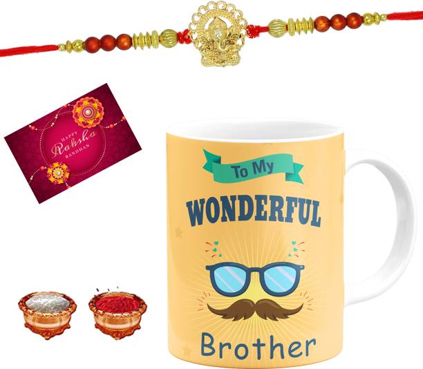 Clinkz Thread RAKHI FOR BROTHER WITH MUG 1169 Assorted Mug  Set
