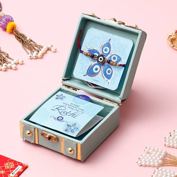 ARCHIES Thread Blooming Evil Eye Blue Rakhi Treasure Box Assorted Rakhi  Set