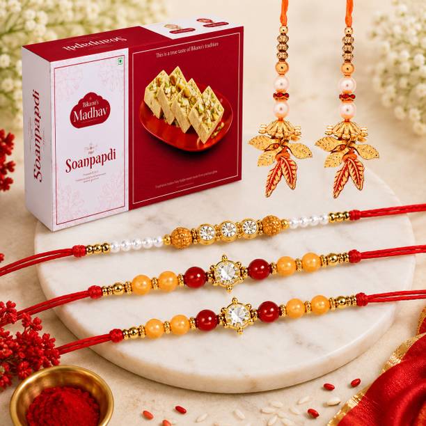 Great Art Rakhi Set with Sweet-SP07 Assorted Gift Box