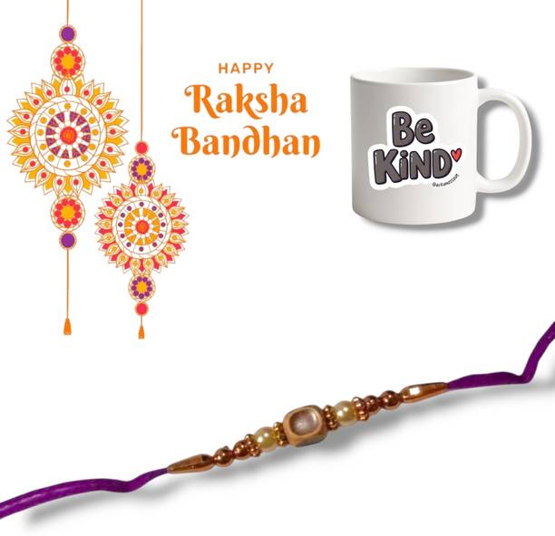 NGift Designer Rakhi_white M_set_NG1078 Assorted Rakhi, Mug  Set