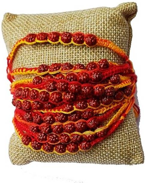 Forty Wings Rudraksh 2pcs Moli Kalawa Rudraksh Rakhi Mauli Thread Rakhi  Set