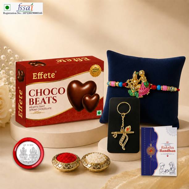 Effete Rakhi With Chocolate|Roli-chawal|Coin|Greeting Card_K1_691+19962_CB32 Assorted Gift Box