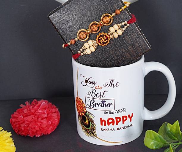 मितांश डिजाइनर Rakhi with Mug| Rakhi Gift for Bhai| Fancy rakhi| Designer Rakhi | मौली थ्रेड सेट