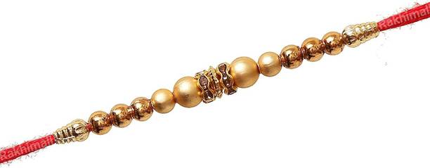 Dcrab Designer Dcb_rakhiset_SA064 Gold Finish Rakhi, Chawal Roli Pack  Set