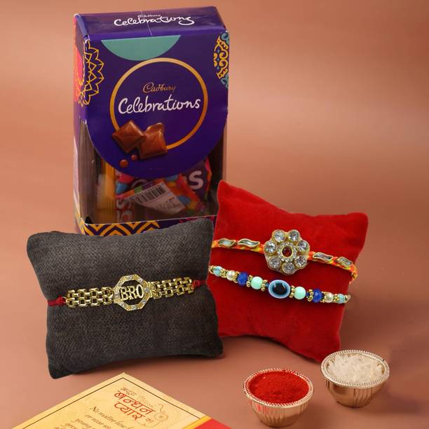 Flipkart SmartBuy Celebration Chocolate with Rakhi Set of 3 for Brother and bhabhi Kids Wool Gift Box