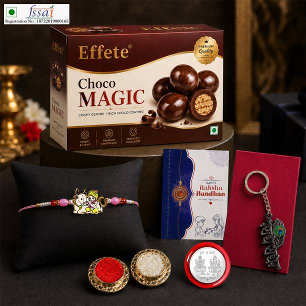 Effete Rakhi With Chocolate|Roli-chawal|Coin|Greeting Card_K1_1045+19980_CM32 Assorted Gift Box