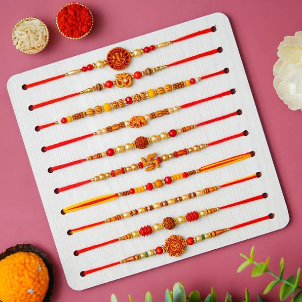 Tonkwalas Designer Rakhi Set For Brother Combo With Roli Chawal Greeting Card (2) Mauli Thread Rakhi, Greeting Card, Chawal Roli Pack  Set