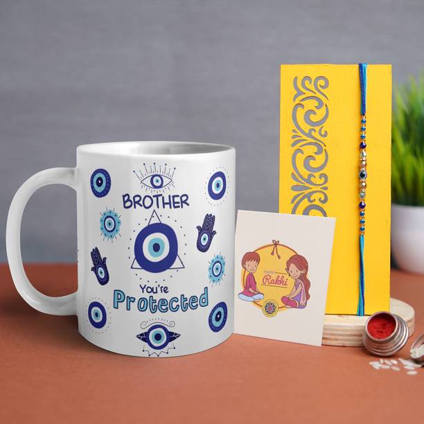 Home Delight Designer Mugcombo-31 Assorted Mug, Rakhi  Set