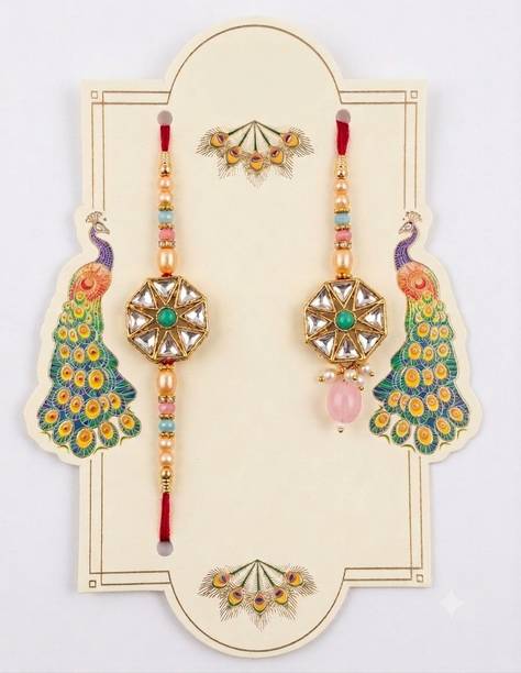 Anita Fancy Store Bhaiya Bhabhi RAK0011 Kundan Rakhi  Set