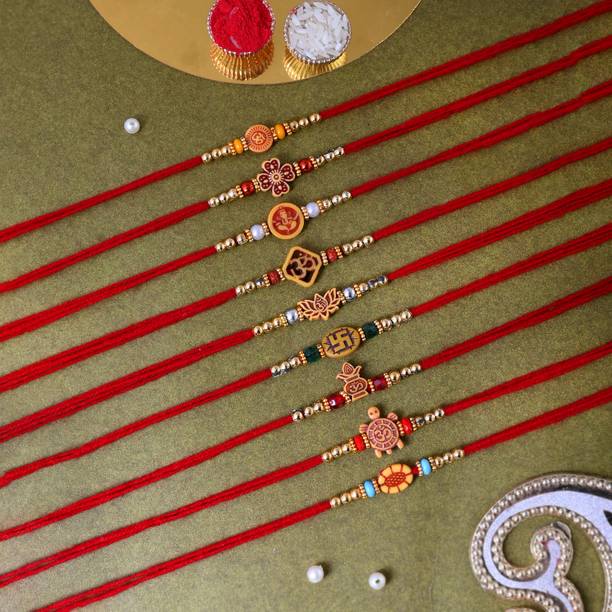 BE UNIQUE Designer RAKHI PACK 10A9 A Assorted Rakhi, Chawal Roli Pack Set