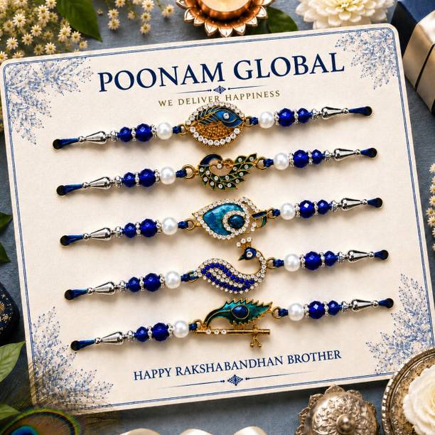 Designer PGE set of 5 Mauli Thread Artificial Flower Set by Rakhi