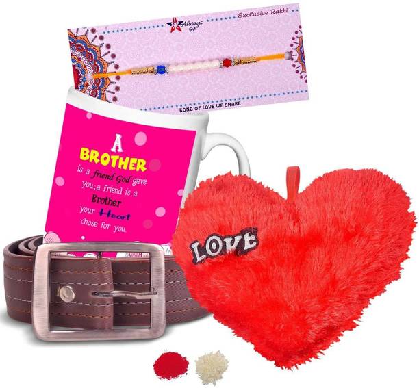 RakshaPratha Designer RKH-20-01-ROS-FRM-MG-BRO-03-301 Assorted Rakhi Set