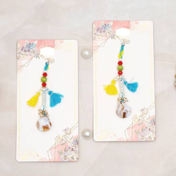 Lumba Sea Shell Lumba Designer Bhabhi Rakhi Set With Rakhi Greeting Card Assorted Rakhi, Greeting Card, Chawal Roli Pack Set by ARCHIES