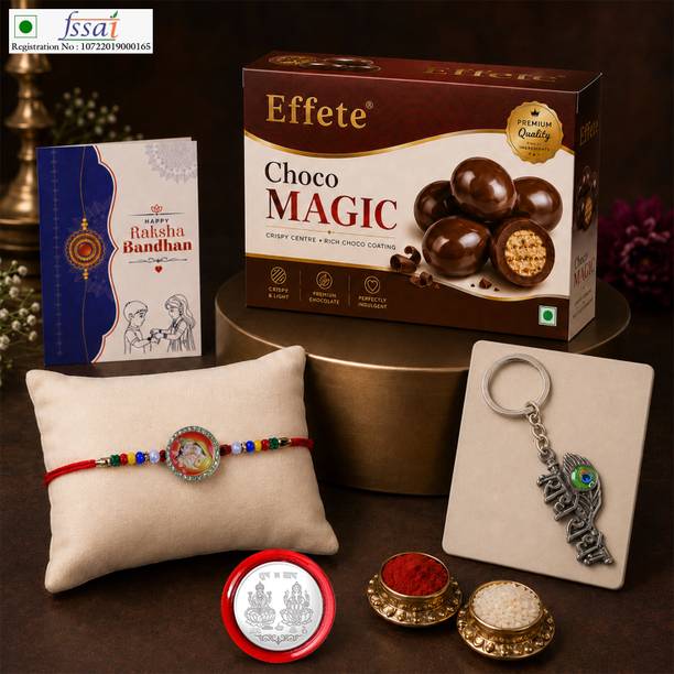 Effete Rakhi With Chocolate|Roli-chawal|Coin|Greeting Card_K1_1869+19980_CM32 Assorted Gift Box