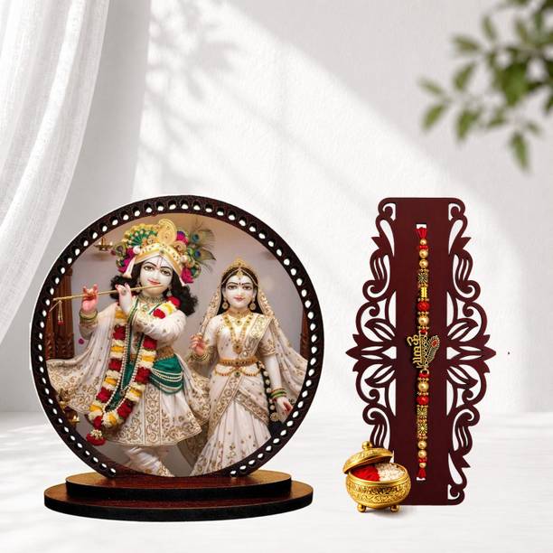 GIFTDECOR Designer June 2026 rakhi_set -134 Mauli Thread, Pearl Rakhi, Showpiece, Chawal Roli Pack  Set