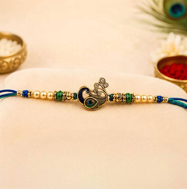 seasional Bracelet Rakhi-1 Plastic (PVC), Gold Finish Rakhi  Set
